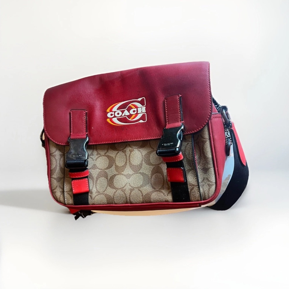 Coach Red and Brown Men's Messenger Bag